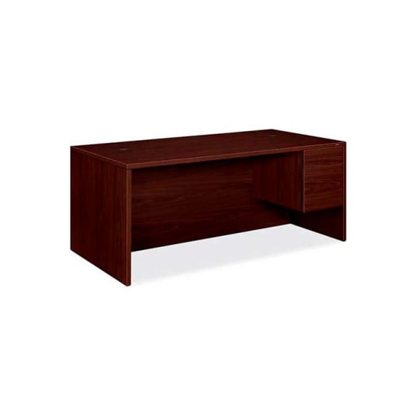 HON Wood Desk - Single Right Pedestal - 72" - Mahogany - 10500 Series